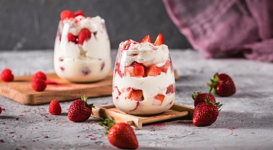 Macerated Strawberries & Cream Parfaits